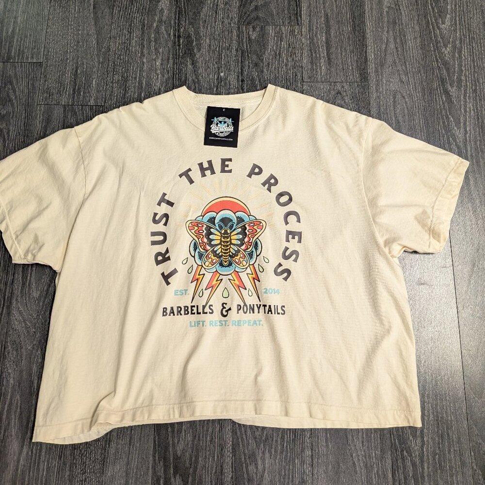 Barbells And Ponytails Short Sleeve Crop "Trust The Process" T-Shirt XXL